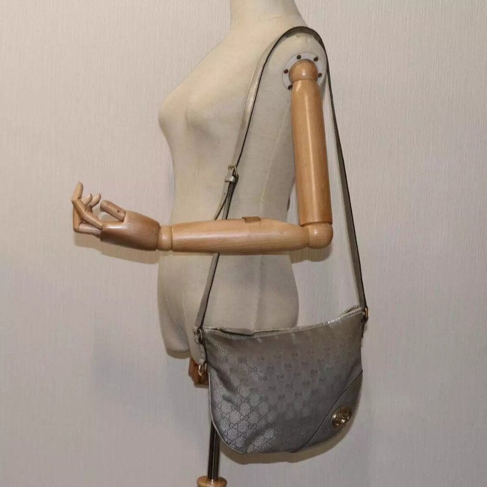 GUCCI GG Canvas Shoulder Bag Silver Auth 71301 - Picture 16 of 16